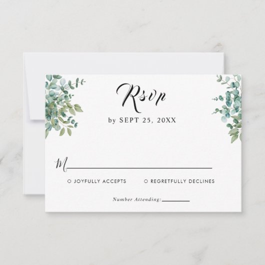 eucalyptus groene trouw RSVP kaartje (Voorkant)