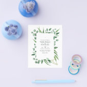 Eucalyptus groene trouw uitnodiging flyer (Enkel)