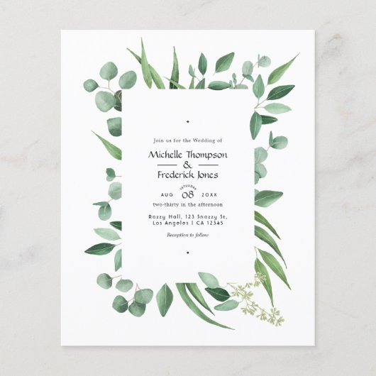 Eucalyptus groene trouw uitnodiging flyer (Voorkant)