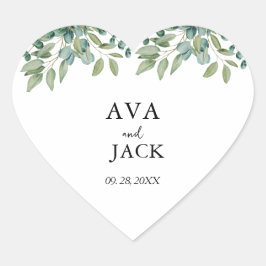 eucalyptus groene trouwdag hart sticker