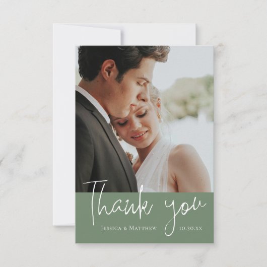 Eucalyptus groene trouwfoto dank u kaart (Voorkant)