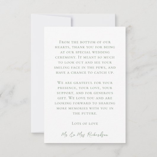 Eucalyptus groene trouwfoto dank u kaart (Achterkant)