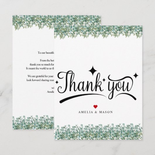 eucalyptus groene trouwkaart bedankt (Voorkant / Achterkant)