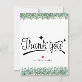 eucalyptus groene trouwkaart met dankbetuiging bedankkaart