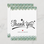 eucalyptus groene trouwkaart met dankbetuiging bedankkaart (Voorkant / Achterkant)