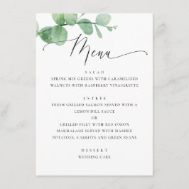 Eucalyptus Groene Tuin Trouwfeest. Elegant Schrift Menu