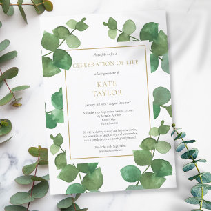 Eucalyptus Groene Viering Van Het Leven Funeral Kaart