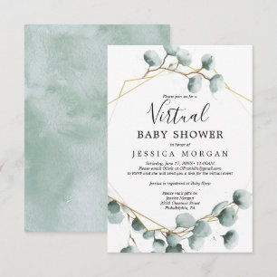 Eucalyptus groene virtuele babyshower uitnodiging