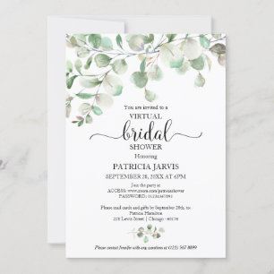 Eucalyptus Groene Virtuele Bruiloftsuitnodiging Fe Kaart