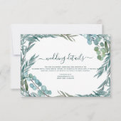 Eucalyptus Groene Watercolor Trouwdetails Kaart (Voorkant)