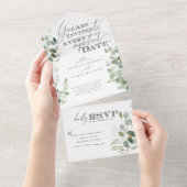 Eucalyptus Groene Waterverf  All In One Uitnodiging (Afscheurbaar)