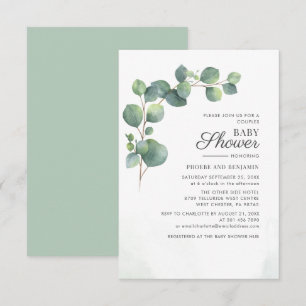 Eucalyptus Groene Waterverf Baby Shower Kaart