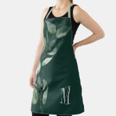 Eucalyptus Groene Waterverf Botanische Monogram Schort (Insitu)