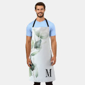 Eucalyptus Groene Waterverf Botanische Monogram Schort (Gedragen)
