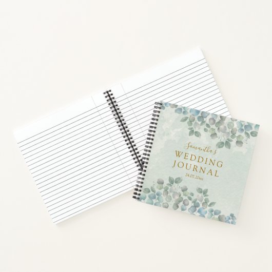 Eucalyptus groene waterverf bruiloft notitieboek (Binnen)