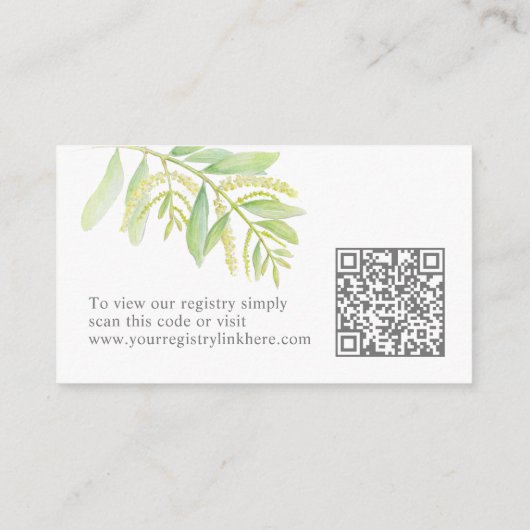 Eucalyptus groene waterverf huwelijksregister informatiekaartje (Achterkant)