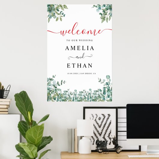 eucalyptus groene wedding poster (Thuiskantoor)