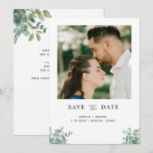 eucalyptus groene wedding save the date (Voorkant / Achterkant)