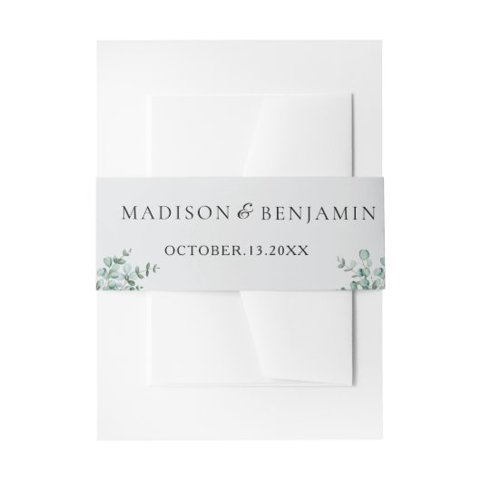 eucalyptus groene wedding uitnodigingen wikkel (Voorkant Voorbeeld)