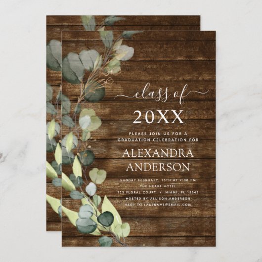 Eucalyptus Groenelementen Afstudeerklas 2022 Hout Kaart (Voorkant / Achterkant)