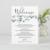 Eucalyptus Groenen Huwelijk Welkom Reisbrief Programmakaart (Staand voorkant)