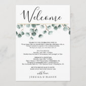 Eucalyptus Groenen Huwelijk Welkom Reisbrief Programmakaart (Voorkant)