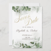 Eucalyptus Groenery Bewaar de Datum Save The Date (Voorkant)