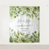 Eucalyptus Groenery Blush Modern Trendy Script Mij Wandkleed (Voorkant)