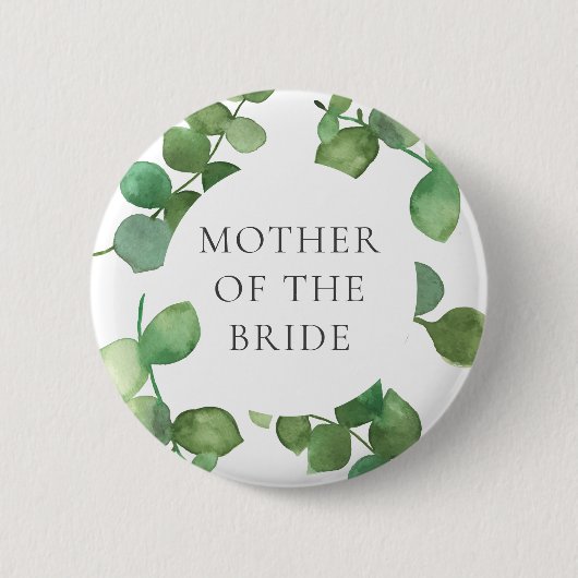 Eucalyptus Groenery Boho Bloemige Trouwnaam Ronde Button 5,7 Cm (Voorkant)