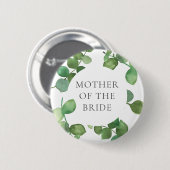 Eucalyptus Groenery Boho Bloemige Trouwnaam Ronde Button 5,7 Cm (Voorkant /achterkant)