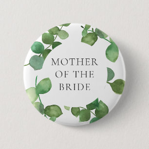 Eucalyptus Groenery Boho Bloemige Trouwnaam Ronde Button 5,7 Cm