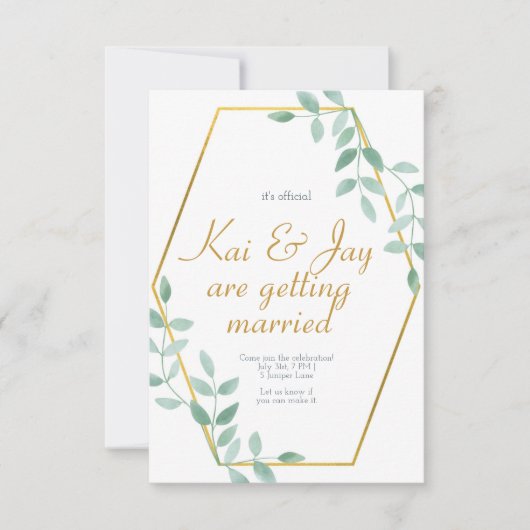 Eucalyptus Groenery bruiloft uitnodiging, elegant Kaart (Voorkant)