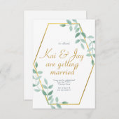 Eucalyptus Groenery bruiloft uitnodiging, elegant Kaart (Voorkant / Achterkant)