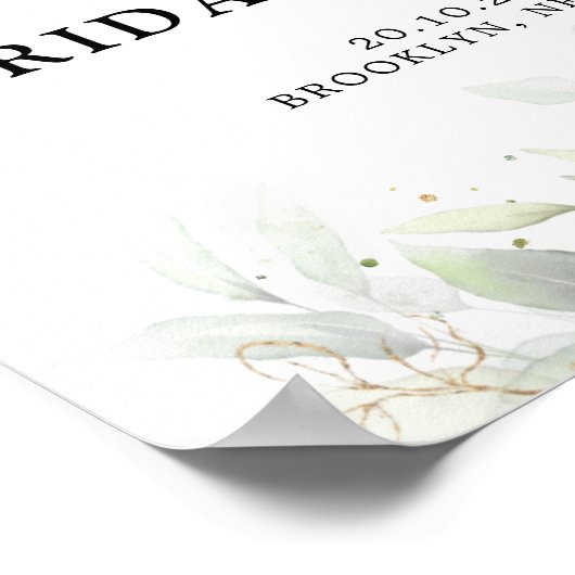 Eucalyptus Groenery Gum Bruiloft Welcome Poster (Hoek)