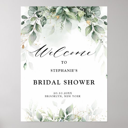 Eucalyptus Groenery Gum Bruiloft Welcome Poster (Voorkant)