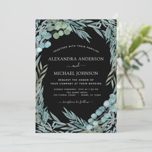 Eucalyptus Groenery Waterverf Botanische Trouwdag Kaart (Staand voorkant)