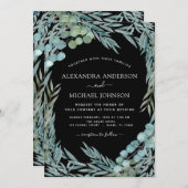 Eucalyptus Groenery Waterverf Botanische Trouwdag Kaart (Voorkant / Achterkant)