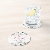 Eucalyptus groenwerk anemoon bloemrijke rustieke b ronde kartonnen onderzetter (Insitu)