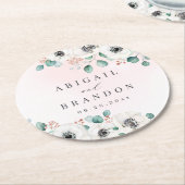 Eucalyptus groenwerk anemoon bloemrijke rustieke b ronde kartonnen onderzetter (Gebogen)