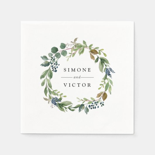 Eucalyptus Grove | Botanisch gepersonaliseerd huwe Servetten (Voorkant)