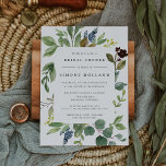 Eucalyptus Grove Bridal Shower-uitnodiging Kaart<br><div class="desc">Elegant botanical bridal douche nodigt je vrijgezellenfeest uit met een rand van waterverf eucalyptusbladeren,  blauwe bloemen en groen bladeren. Invitaties keren terug naar massief rokerblauw.</div>