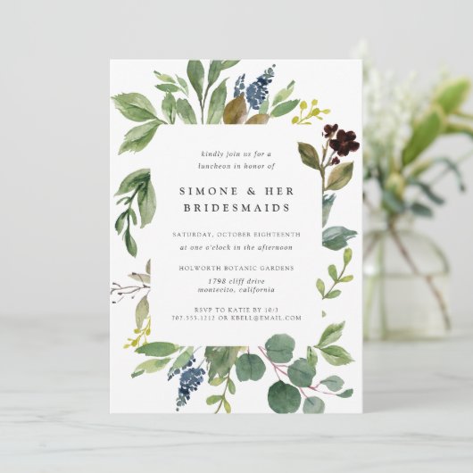 Eucalyptus Grove Bridesmaids Luncheon Uitnodiging (Staand voorkant)
