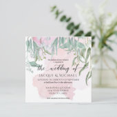 Eucalyptus Grove Modern Blush Wash Foliage Bruilof Kaart (Staand voorkant)