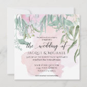 Eucalyptus Grove Modern Blush Wash Foliage Bruilof Kaart (Voorkant)