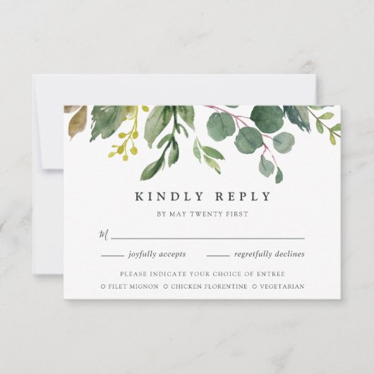 Eucalyptus Grove RSVP-kaart met keuze uit maaltijd RSVP Kaartje (Voorkant)