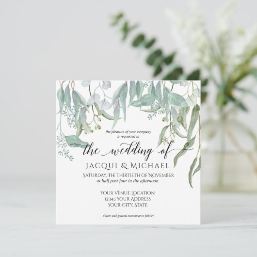 Eucalyptus Grove rustieke wijnmakerij loof bruilof Kaart (Staand voorkant)