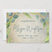 eucalyptus grunge foto afstudeerfeest kaart (Voorkant)