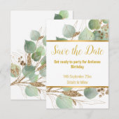 EUCALYPTUS GULD WITTE RSVP KAART (Voorkant / Achterkant)