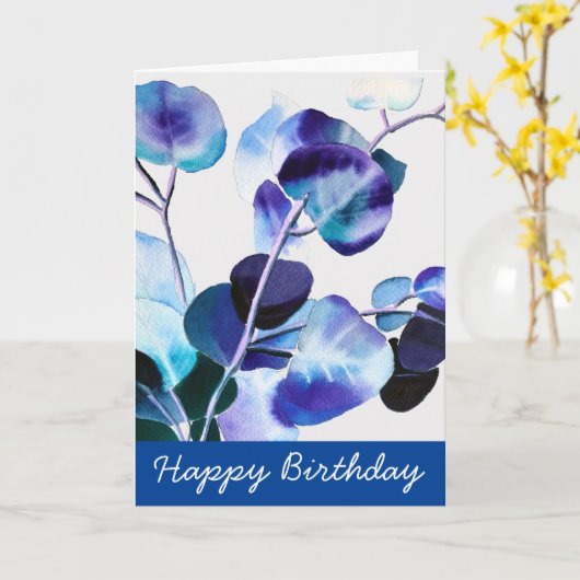 Eucalyptus Gum leest waterverf kunst Kaart (Gele Bloem)