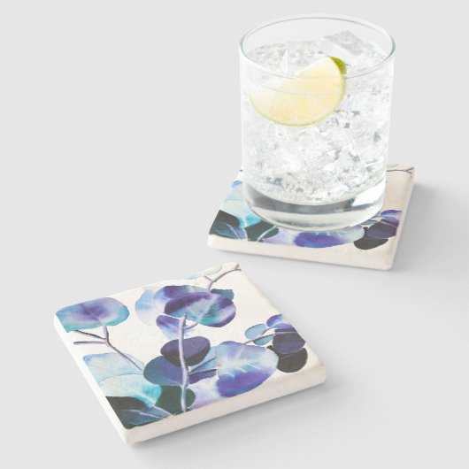 Eucalyptus Gum leest waterverf kunst Stenen Onderzetter (Zijkant)